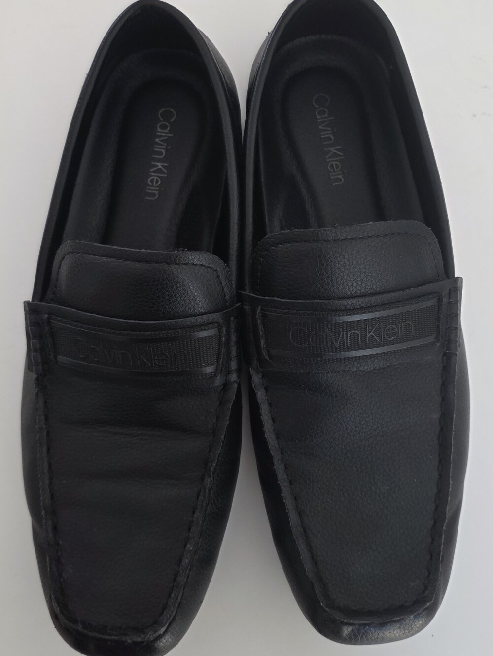 Calvin Klein Black Leather Slip-On Drivers